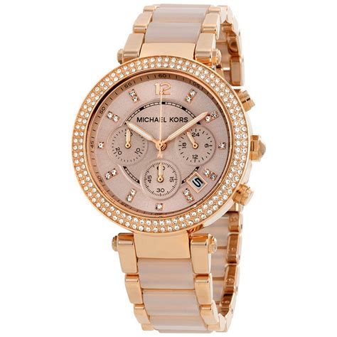 michael kors rose gold watch womens|michael kors parker chronograph watch.